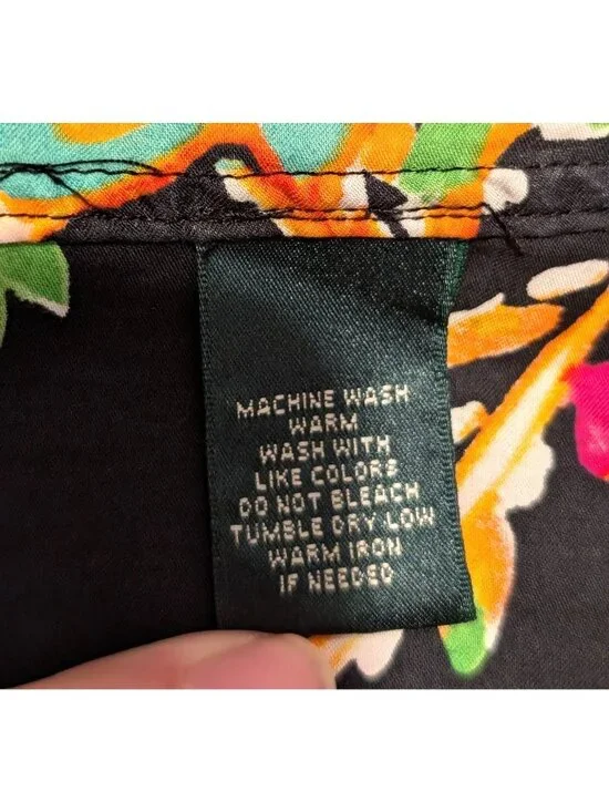 Lauren Ralph Lauren Womens Colorful Paisley Floral Button-Down Blouse 1X Black - Picture 6 of 16